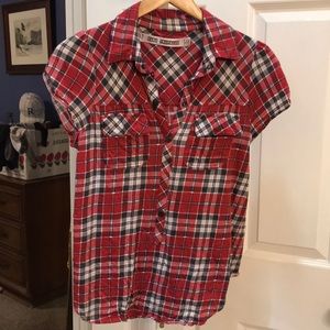Zara Flannel Short Sleeve Top